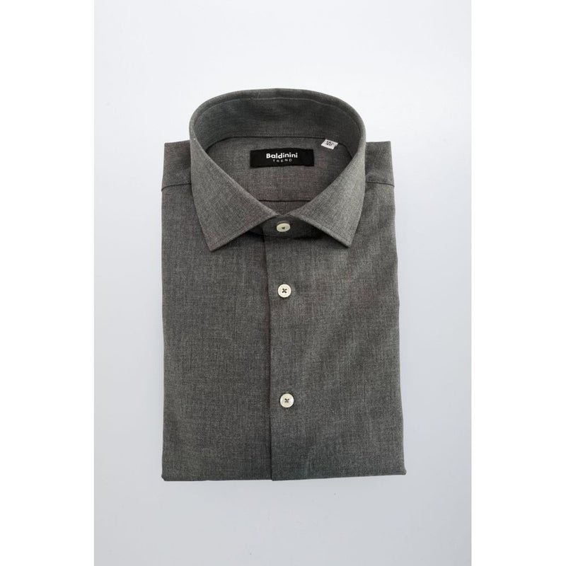 Baldinini Trend Gray Cotton Slim Fit Men Shirt
