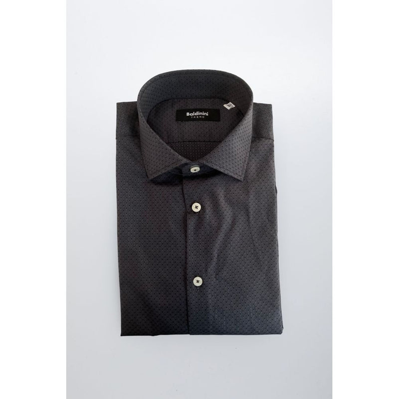 Baldinini Trend Gray Cotton Slim Fit Shirt