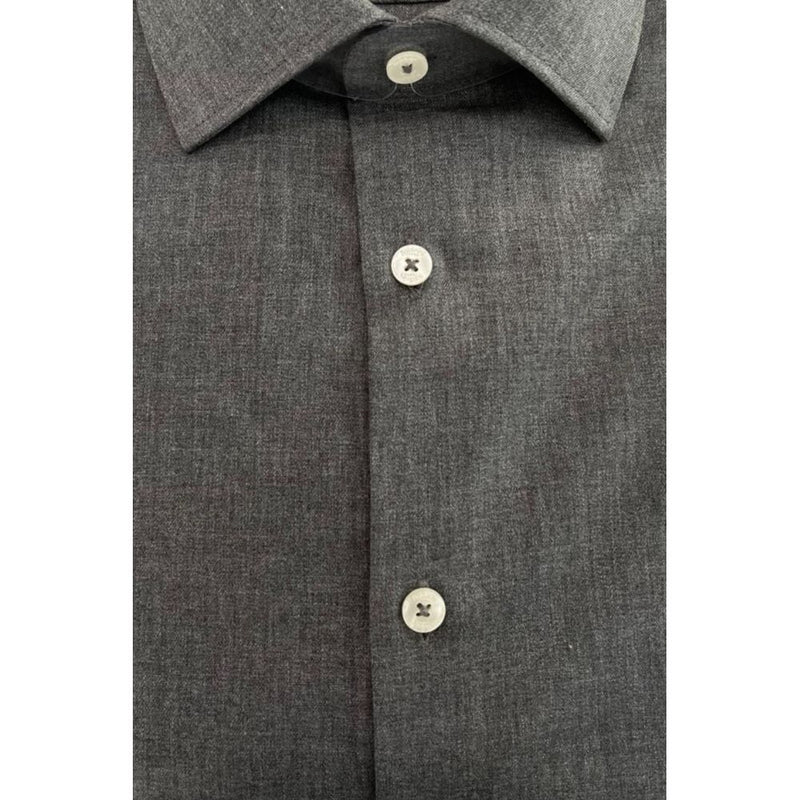 Baldinini Trend Gray Cotton Slim Fit Men Shirt