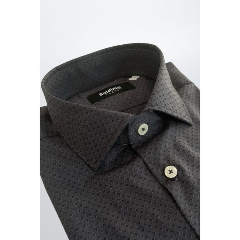 Baldinini Trend Gray Cotton Slim Fit Shirt