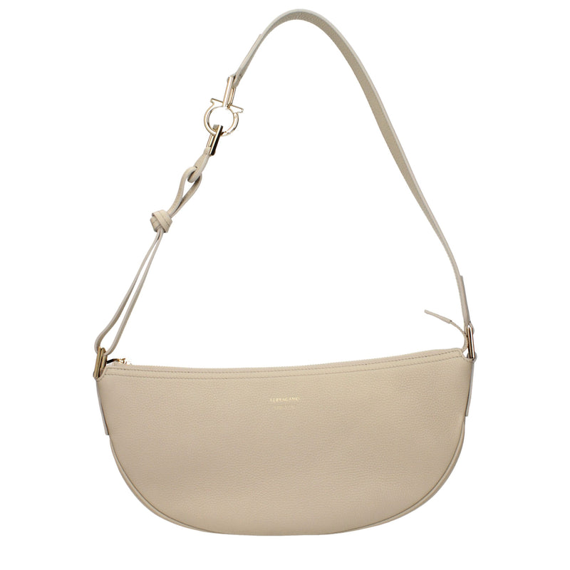 Salvatore Ferragamo Gray Leather Shoulder Bag - Elegant & Versatile