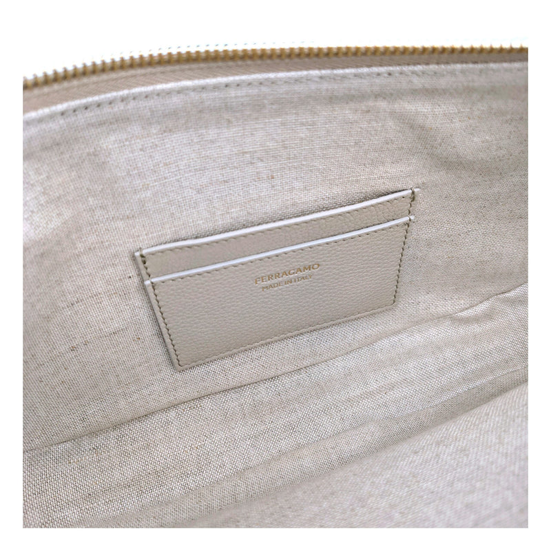 Salvatore Ferragamo Gray Leather Shoulder Bag - Elegant & Versatile