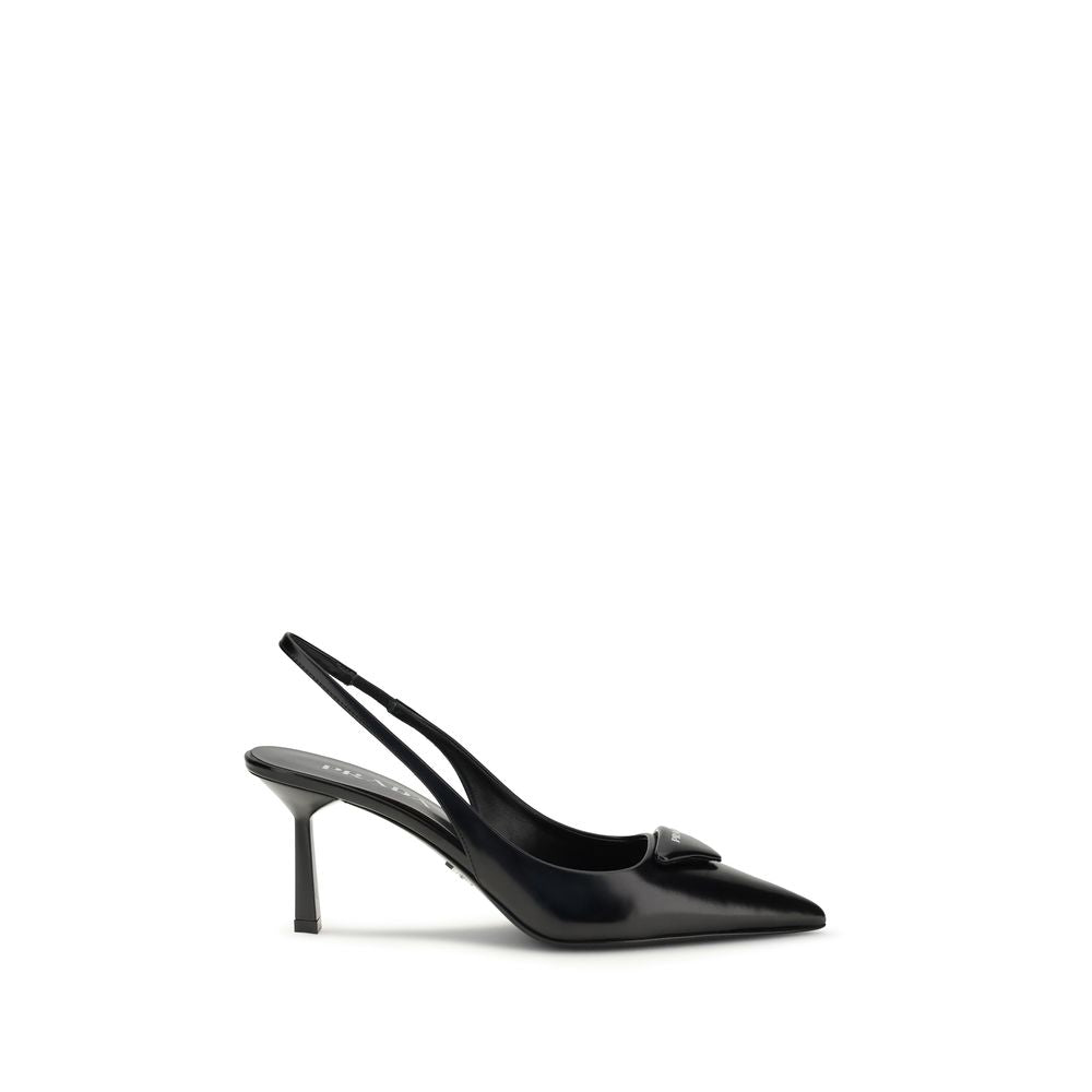 Prada Black Leather High Heel Pumps