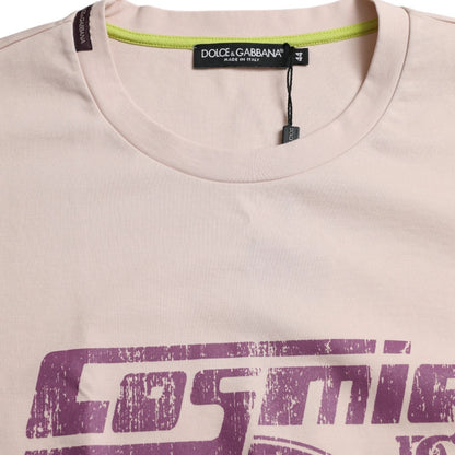 T-shirt à col rond Dolce & Gabbana en coton beige Cosmic Love
