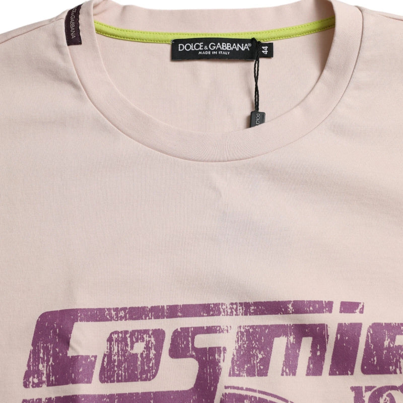 T-shirt à col rond Dolce & Gabbana en coton beige Cosmic Love