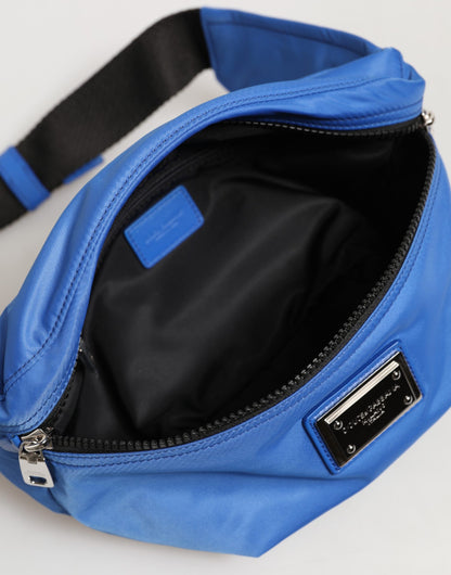 Sac banane Dolce &amp; Gabbana bleu à logo en nylon pour homme