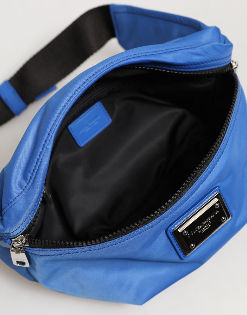 Sac banane Dolce &amp; Gabbana bleu à logo en nylon pour homme