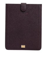 Étui pour tablette Dolce &amp; Gabbana en cuir marron foncé avec plaque logo