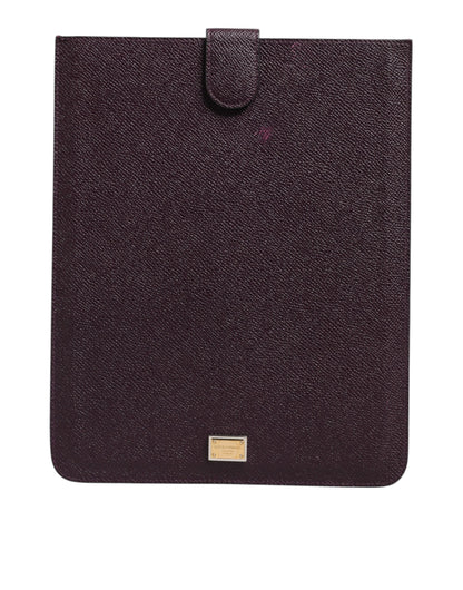Étui pour tablette Dolce &amp; Gabbana en cuir marron foncé avec plaque logo