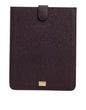 Étui pour tablette Dolce &amp; Gabbana en cuir marron foncé avec plaque logo