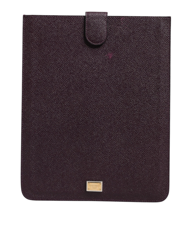 Dolce &amp; Gabbana donkerbruine leren logo-plaquette hoes voor tablet