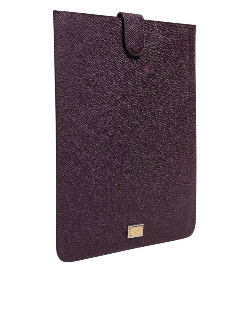 Dolce &amp; Gabbana donkerbruine leren logo-plaquette hoes voor tablet