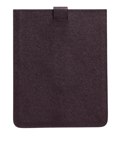 Étui pour tablette Dolce &amp; Gabbana en cuir marron foncé avec plaque logo