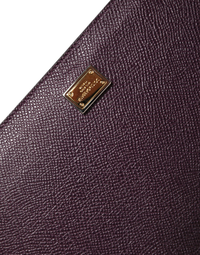 Dolce &amp; Gabbana donkerbruine leren logo-plaquette hoes voor tablet