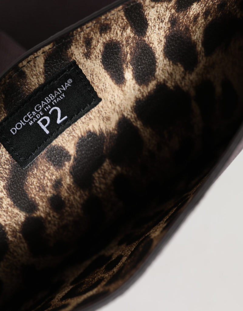 Dolce &amp; Gabbana donkerbruine leren logo-plaquette hoes voor tablet