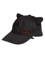 Casquette de baseball Dolce &amp; Gabbana noire en coton avec logo et écusson, 6 panneaux