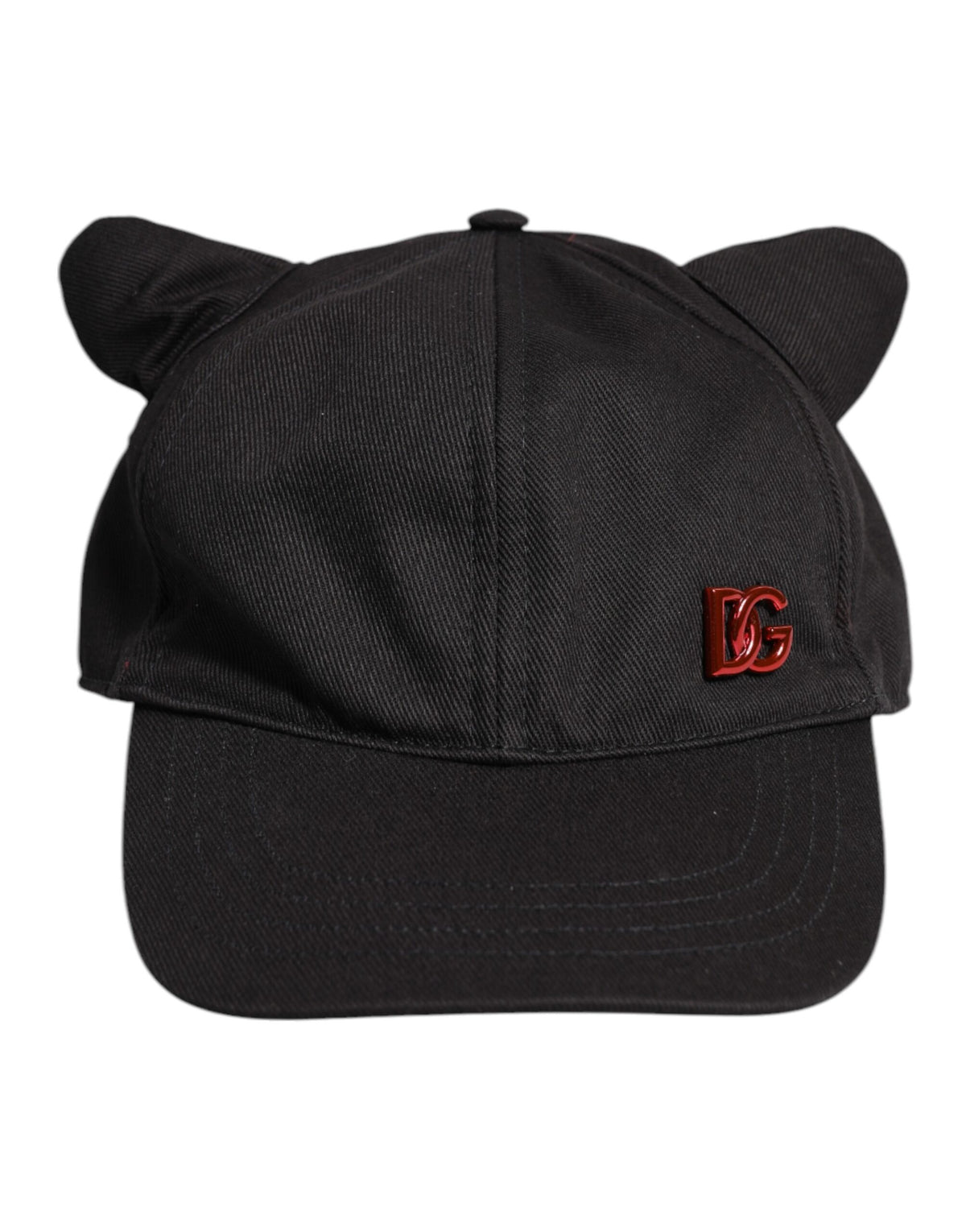 Casquette de baseball Dolce &amp; Gabbana noire en coton avec logo et écusson, 6 panneaux