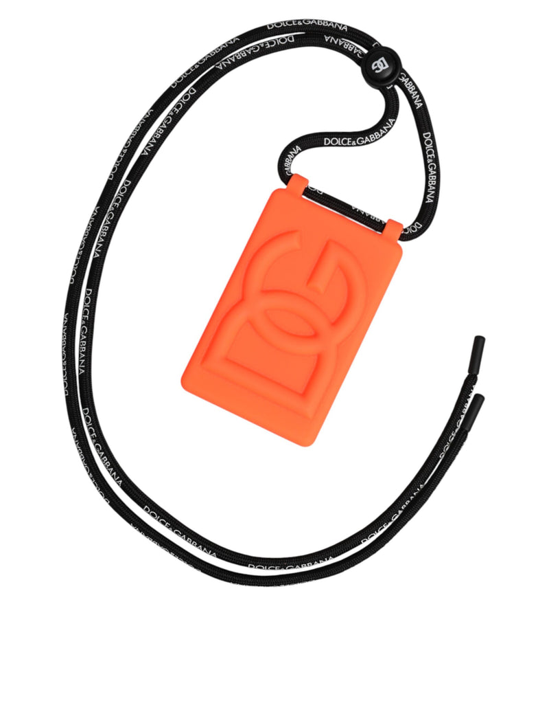 Dolce & Gabbana Holder Neon Orange Rubber DG Embossed Badge