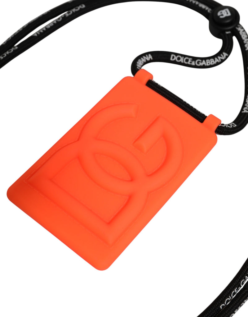 Dolce & Gabbana Holder Neon Orange Rubber DG Embossed Badge