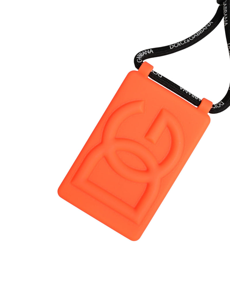 Dolce & Gabbana Holder Neon Orange Rubber DG Embossed Badge