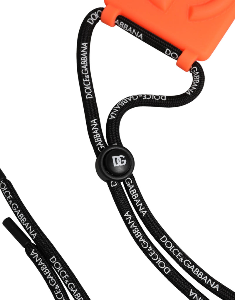 Dolce & Gabbana Holder Neon Orange Rubber DG Embossed Badge