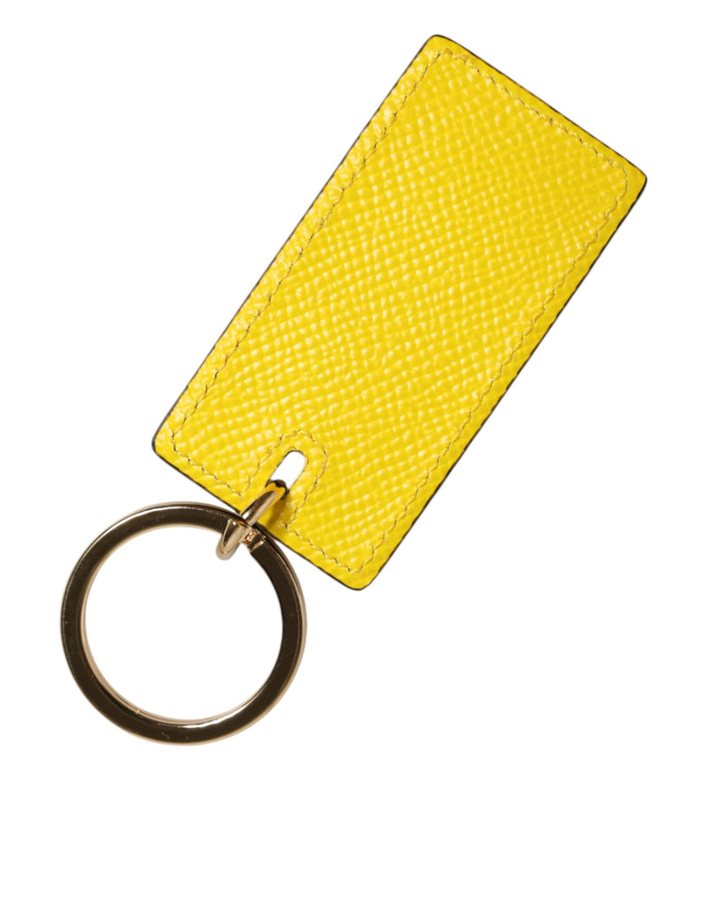 Dolce & Gabbana Yellow Calf Leather Logo Metal Ring Keychain