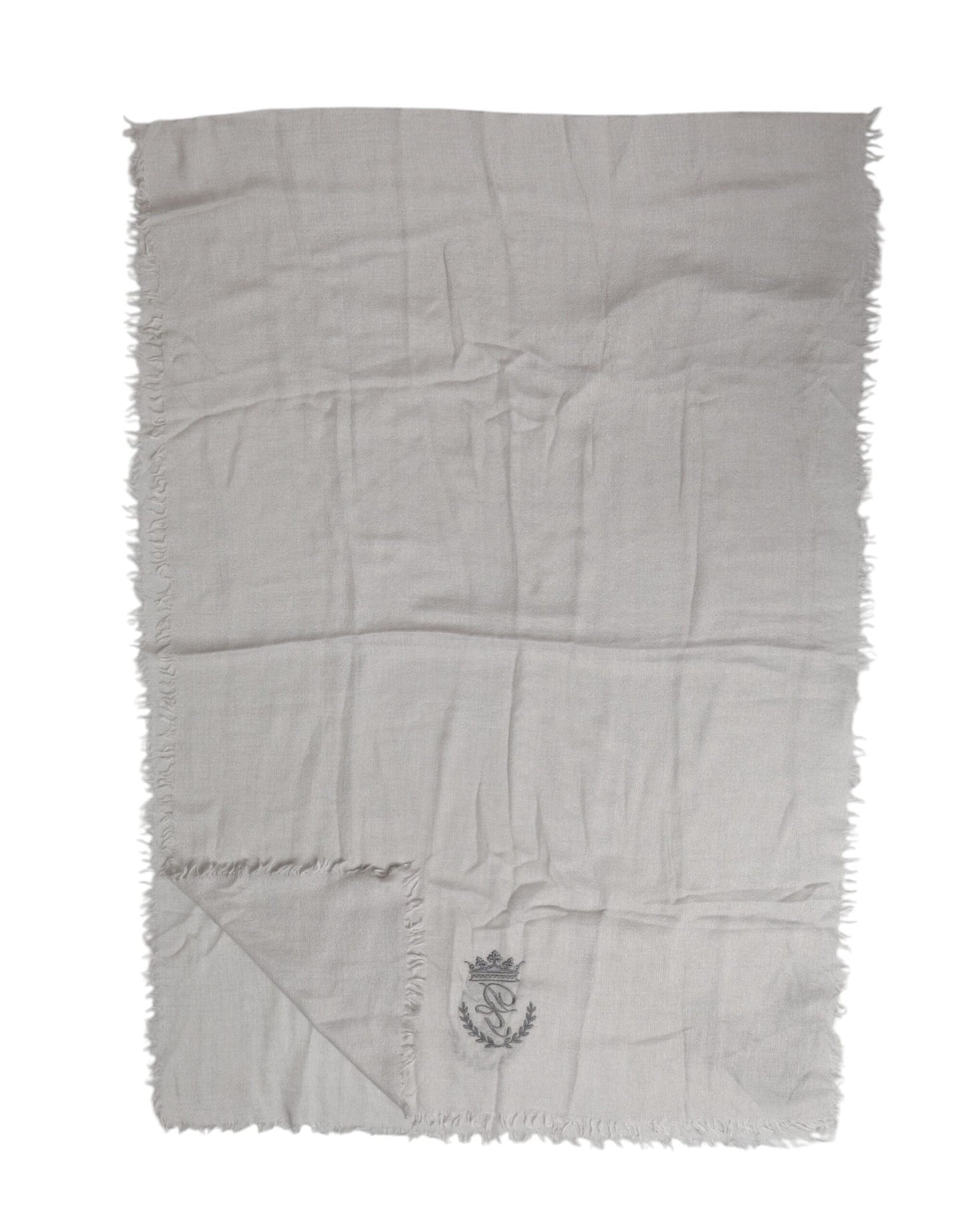 Écharpe Dolce &amp; Gabbana en cachemire gris à franges, 67 cm x 200 cm