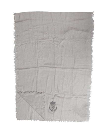 Écharpe Dolce &amp; Gabbana en cachemire gris à franges, 67 cm x 200 cm
