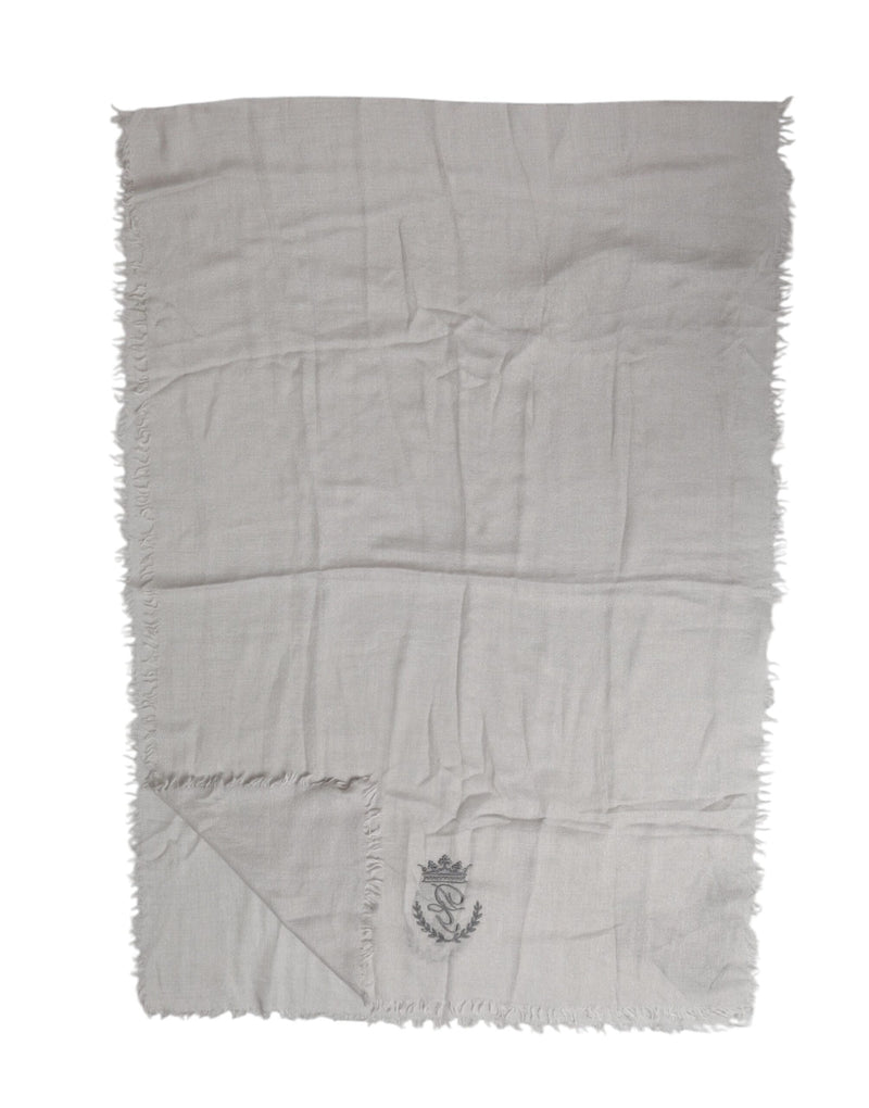Dolce &amp; Gabbana Grijze Kasjmier Brei Fringes Hals Foulard 67cm x200cm Foulard Sjaal