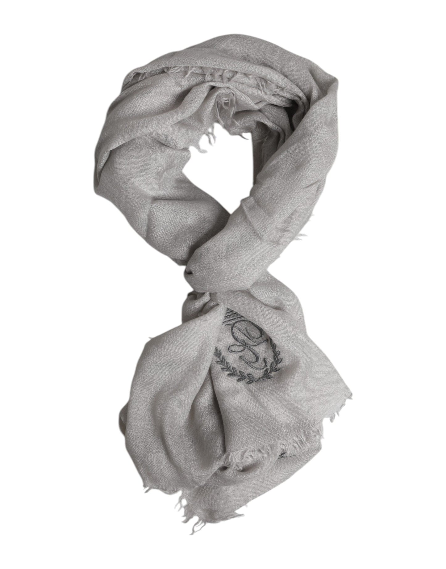 Écharpe Dolce &amp; Gabbana en cachemire gris à franges, 67 cm x 200 cm