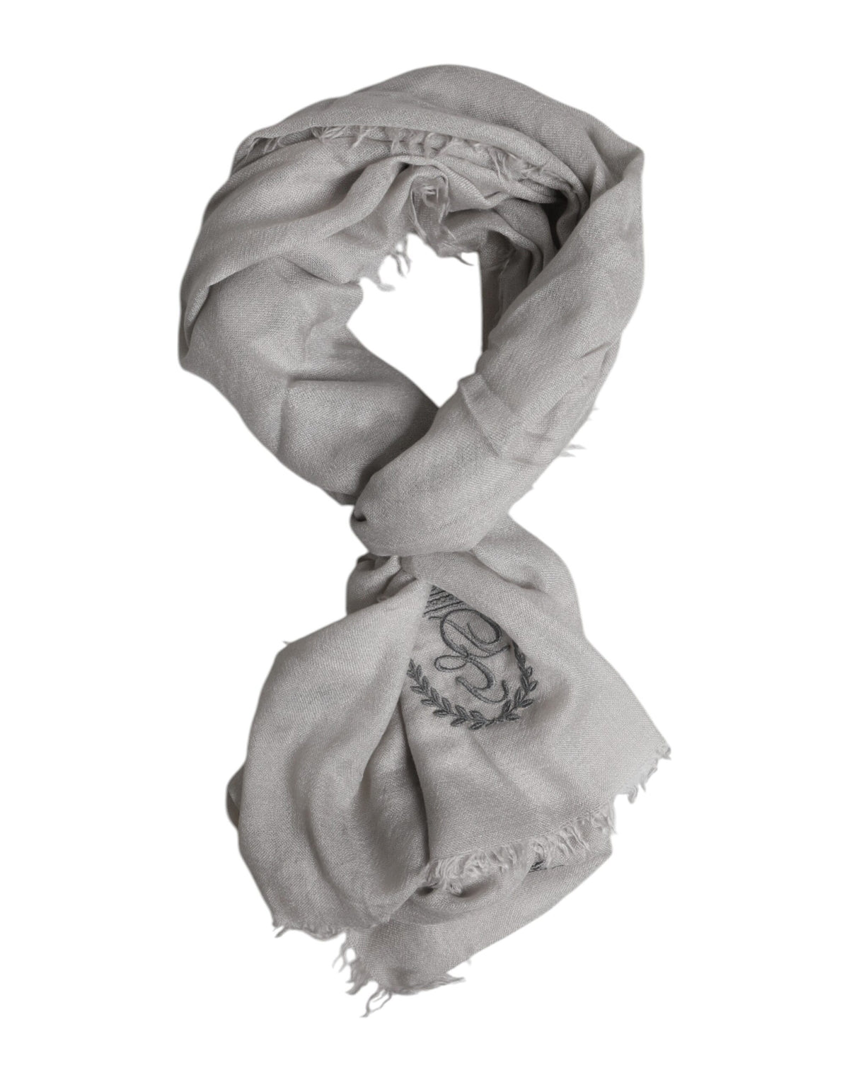 Écharpe Dolce &amp; Gabbana en cachemire gris à franges, 67 cm x 200 cm