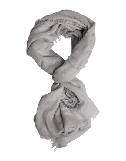 Écharpe Dolce &amp; Gabbana en cachemire gris à franges, 67 cm x 200 cm