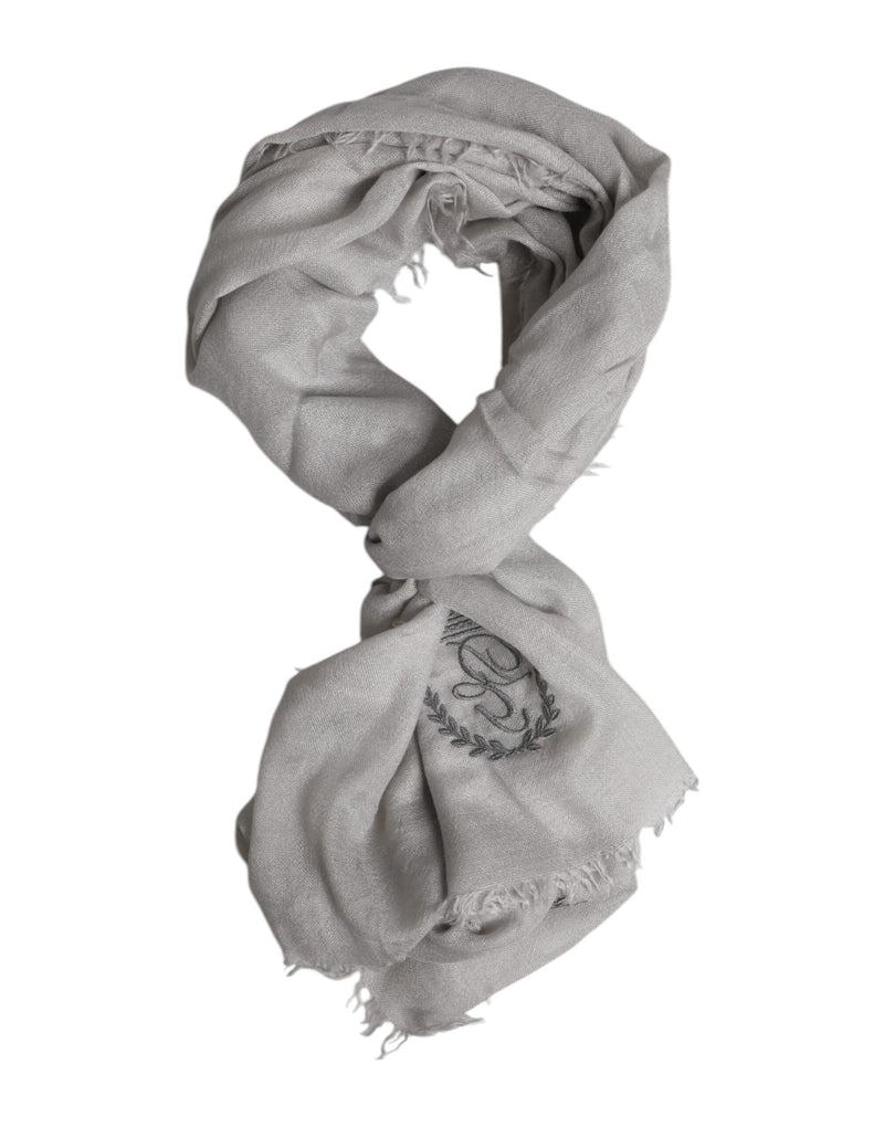 Dolce &amp; Gabbana Grijze Kasjmier Brei Fringes Hals Foulard 67cm x200cm Foulard Sjaal