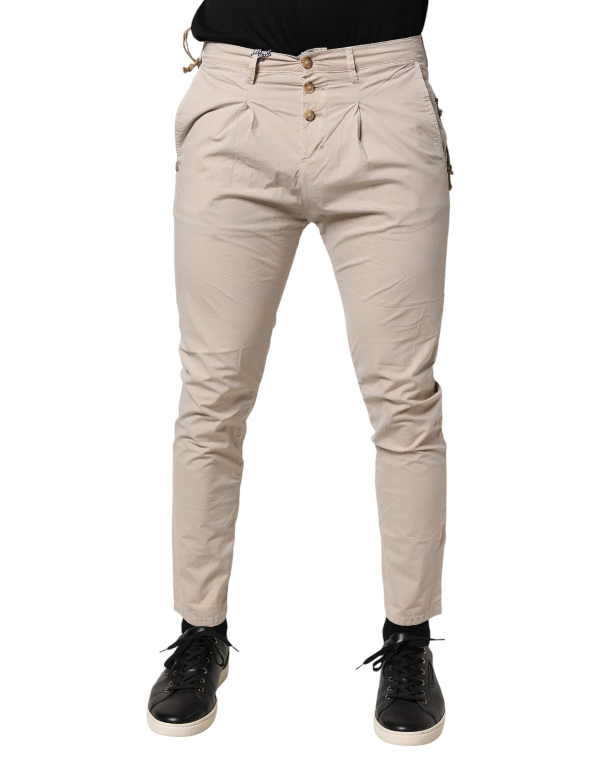 Daniele Alessandrini Jeans Denim Beige Slim Fit en Coton Élastique