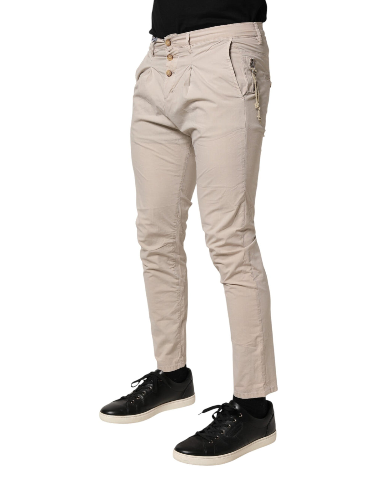 Daniele Alessandrini Jeans Denim Beige Slim Fit en Coton Élastique