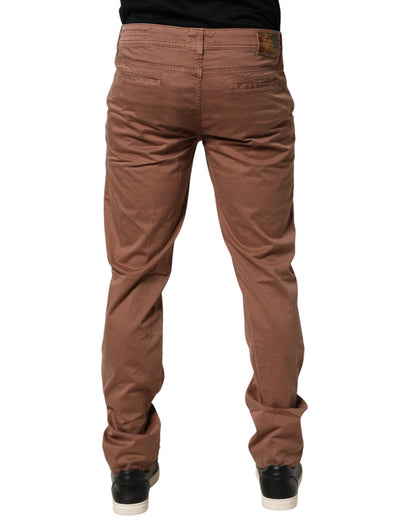 Jean Barba Napoli marron taille mi-haute coupe skinny pour homme