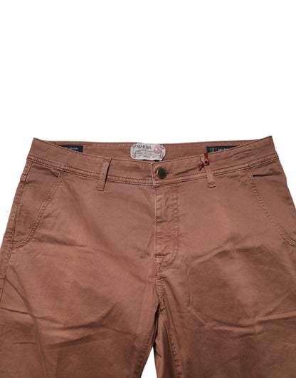 Jean Barba Napoli marron taille mi-haute coupe skinny pour homme
