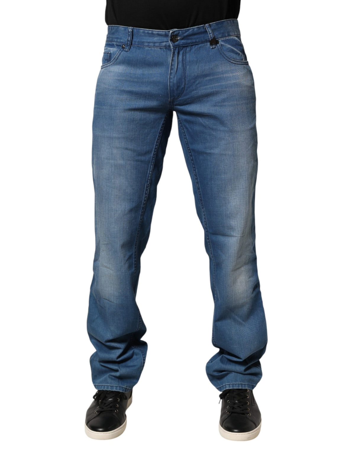 Verri Blue Washed Cotton Regular Fit Men's Denim Trouser Jeans