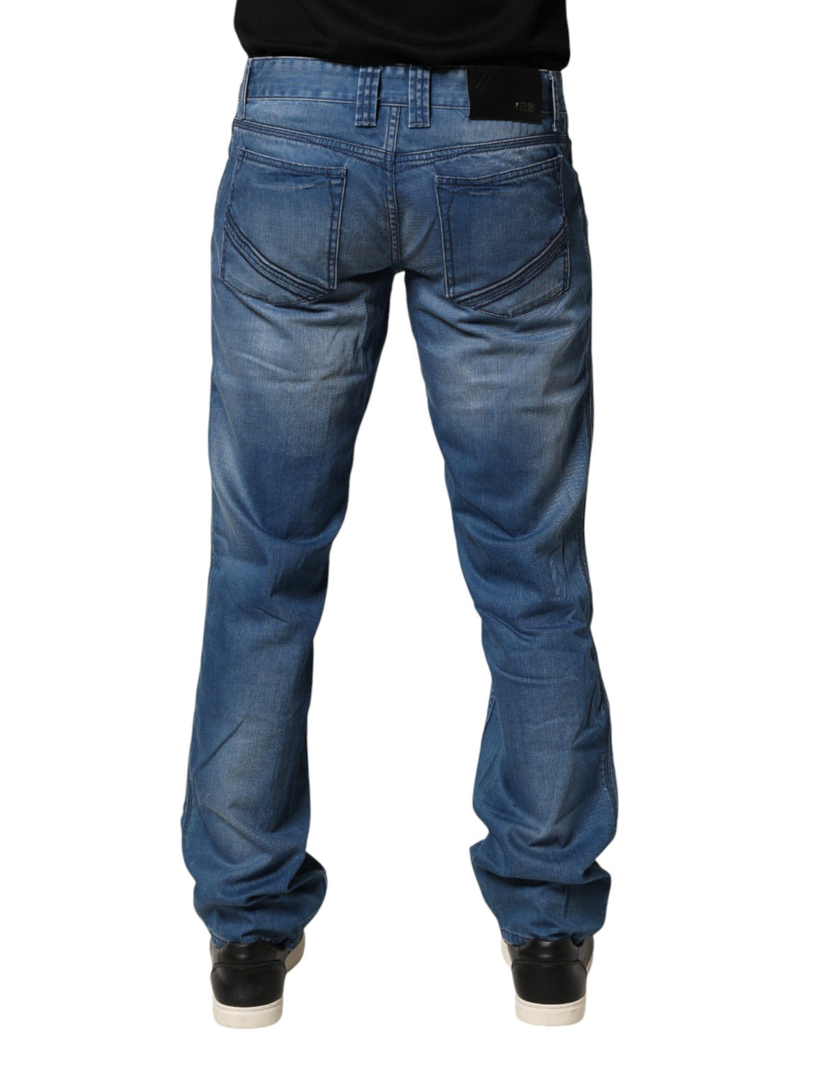 Verri Blue Washed Cotton Regular Fit Men's Denim Trouser Jeans