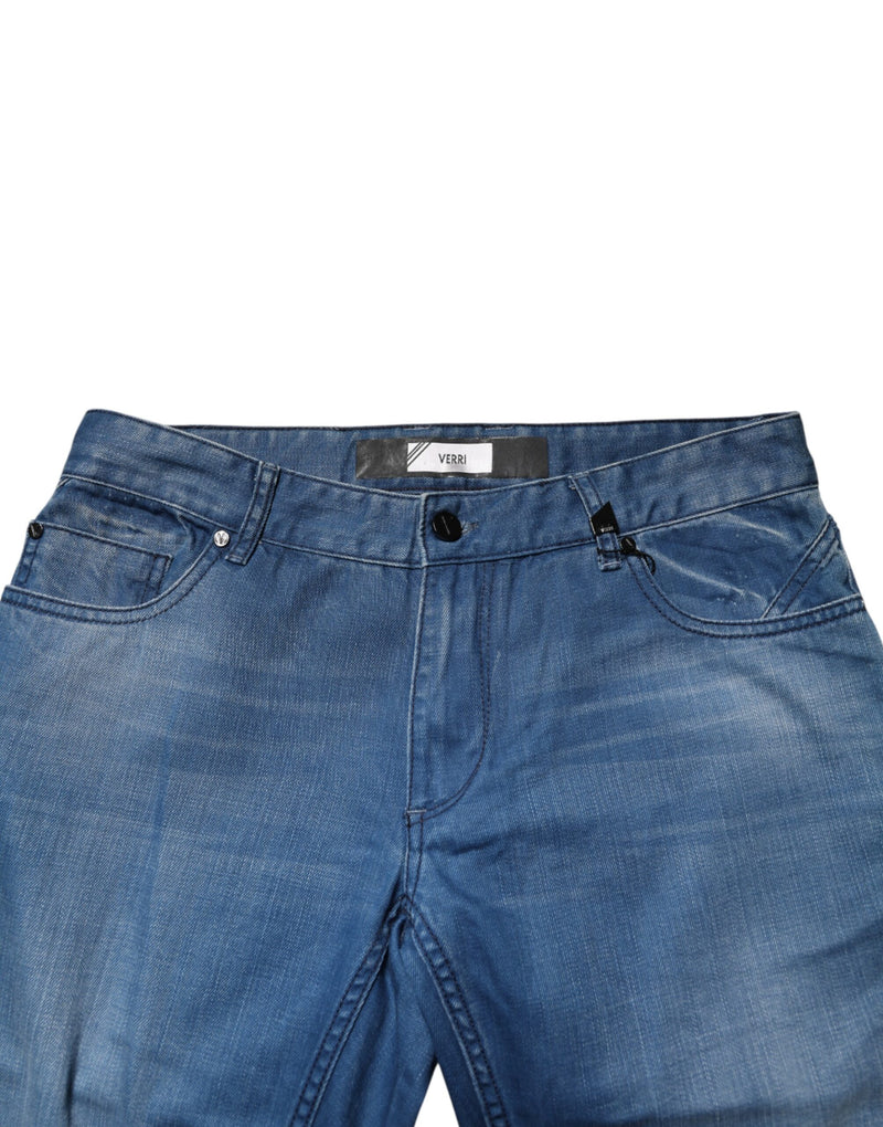 Verri Blue Washed Cotton Regular Fit Men's Denim Trouser Jeans