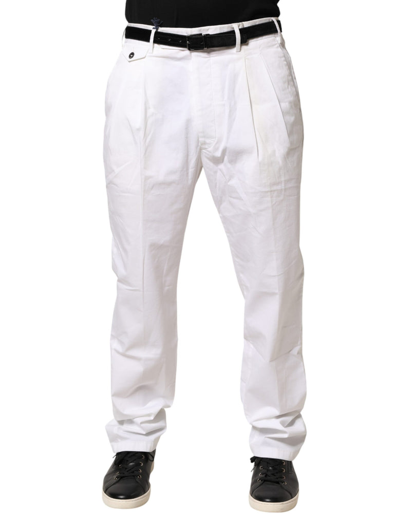 Lardini Witte katoenen stretch taps toelopende chinobroek met middelhoge taille