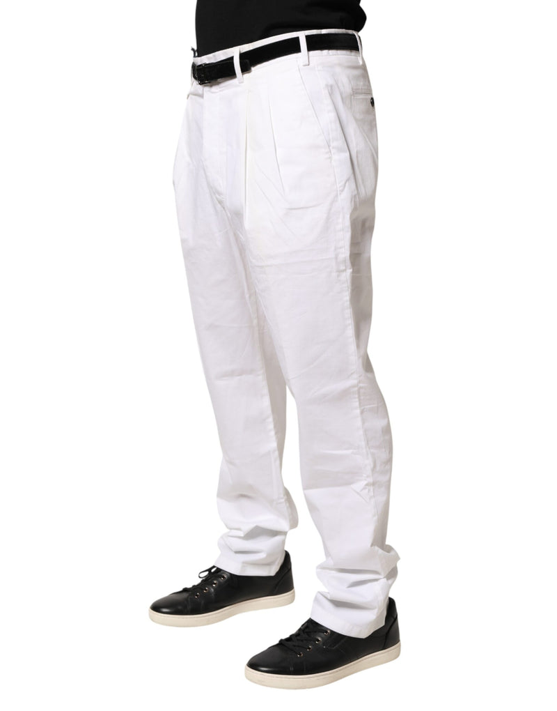 Lardini Witte katoenen stretch taps toelopende chinobroek met middelhoge taille