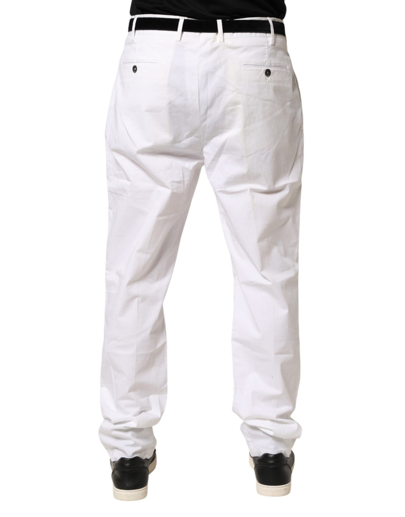 Lardini Witte katoenen stretch taps toelopende chinobroek met middelhoge taille