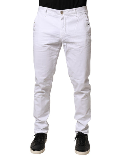 Pantalon chino blanc AGLINI pour homme, coupe skinny, taille mi-haute