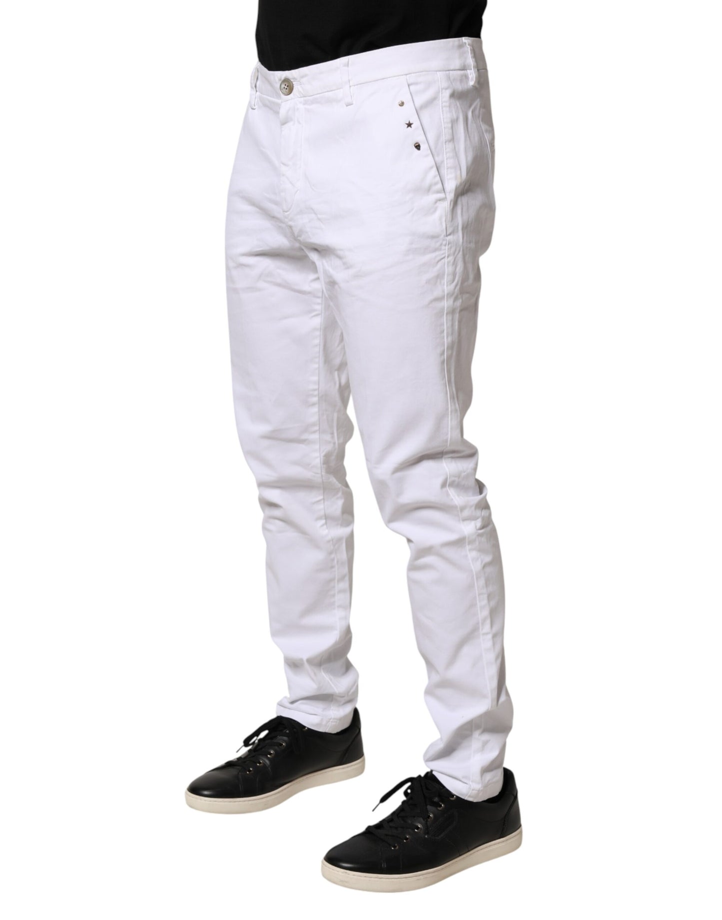 Pantalon chino blanc AGLINI pour homme, coupe skinny, taille mi-haute