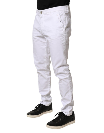 Pantalon chino blanc AGLINI pour homme, coupe skinny, taille mi-haute