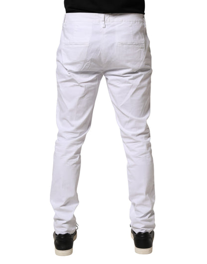 Pantalon chino blanc AGLINI pour homme, coupe skinny, taille mi-haute