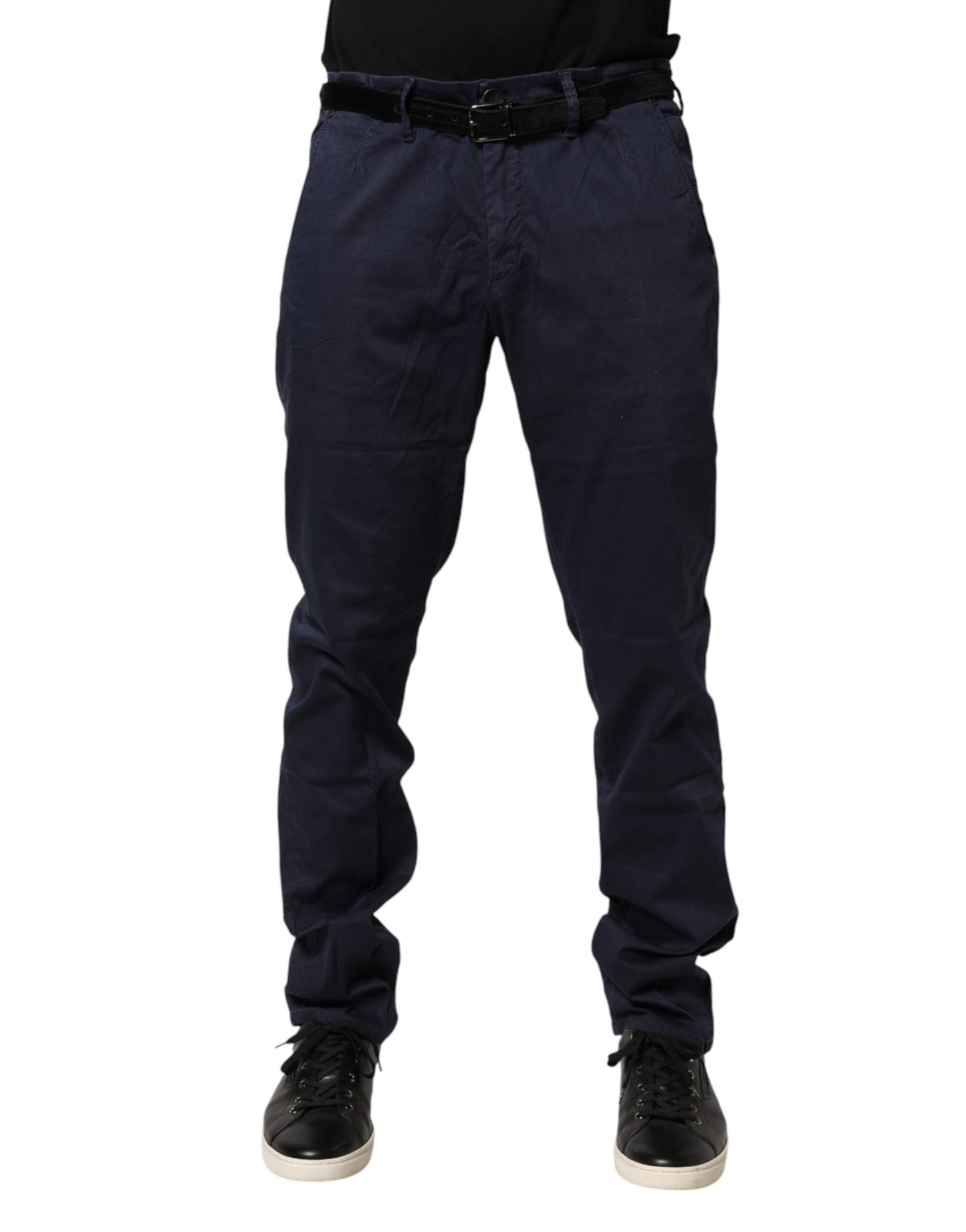 Pantalon chino Jeckerson bleu en coton stretch coupe droite pour homme