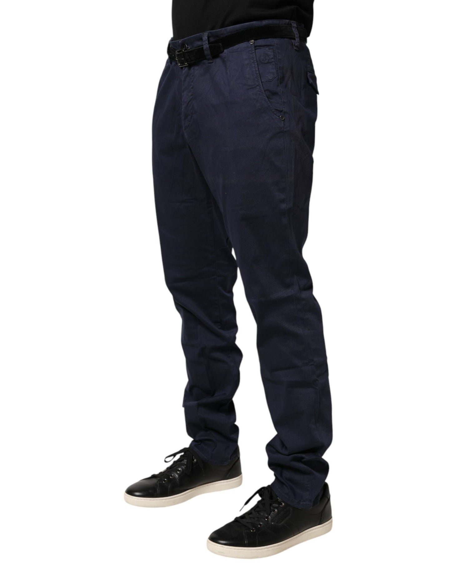 Pantalon chino Jeckerson bleu en coton stretch coupe droite pour homme