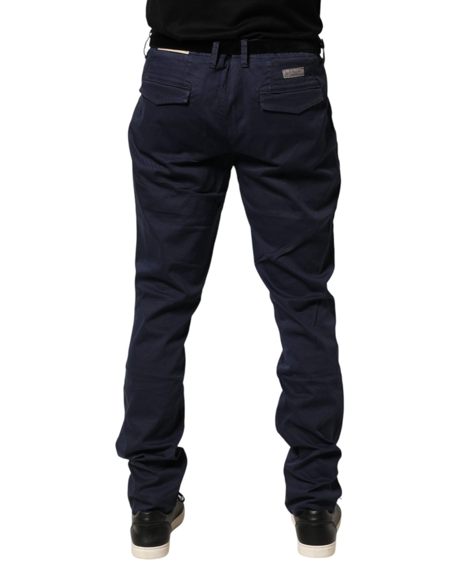 Pantalon chino Jeckerson bleu en coton stretch coupe droite pour homme